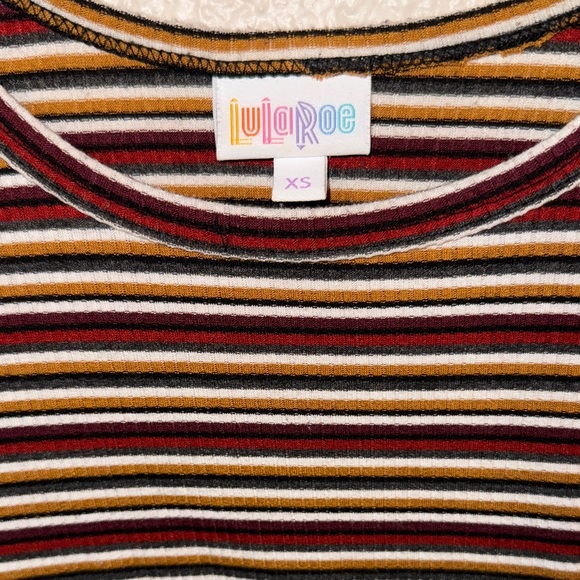 LuLaRoe High Low Tee-shirt Dresses in Black/pink and Multicolor Stripes - Picture 3 of 12